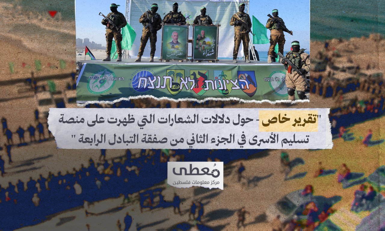 تقرير خاص: الشعارات التي ظهرت على منصة تسليم الأسرى في الجزء الثاني من صفقة التبادل الرابعة 01-02-2025