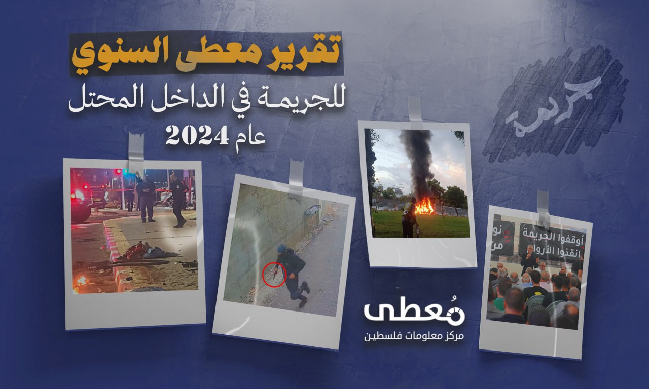235 قتيلا و509 جريحا، تقرير سنوي حول الجريمة في أراضي الداخل المحتل لعام 2024م