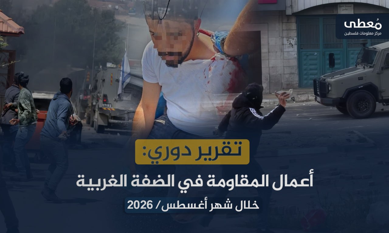 280 عملاً مقاوماً في الضفة الغربية والقدس خلال أغسطس 2026