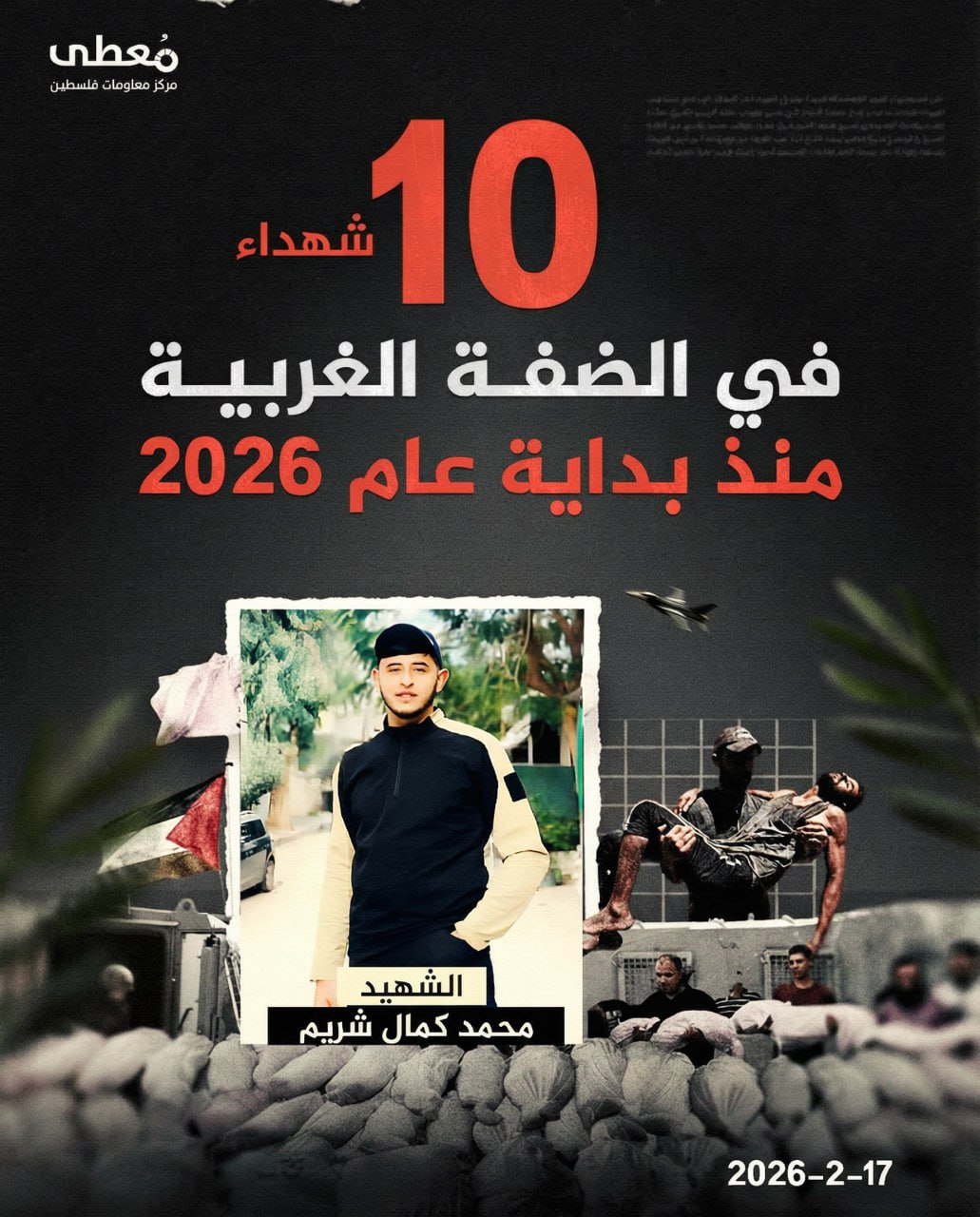 ⭕ (10) شهداء في الضفة الغربية منذ بداية عام 2026

🔹 مركز معلومات فلسطين - مُعطى - www.mo3ta.ps