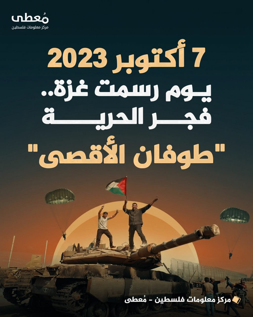 🗓 7 أكتوبر 2023
◾ يوم رسمت غزة.. فجر الحرية
🔻  "طوفان الأقصى"

#العبور_المقدس
#طوفان_الأقصى