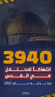 🎞️ *فيديوجرافيك | 3940 انتهاكاً للاحتلال في القدس منذ بداية عام 2022*