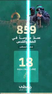 🛑 #شاهد | فيديو جرافيك

859 عملاً مقاوماً في الضفة والقدس

🗓 أغسطس 2023