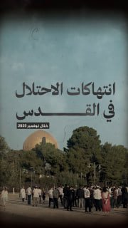 #شاهد

🔴 498 انتهاكا من قبل الاحتلال والمستوطنين في القدس،  
⭕️ و19179 مستوطنا اقتحموا المسجد الأقصى خلال نوفمبر 2025 

◾️(4) شهيد
◾️(41) جريح 
◾️(3) إبعاد
◾️(54) اعتداء للمس